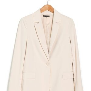 Twill One Button Blazer Champagne Blush